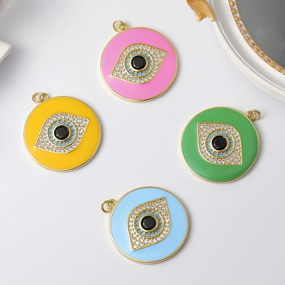 Juya ручная работа 18K позолоченные эмалевые греческие сглаза амулеты для DIY