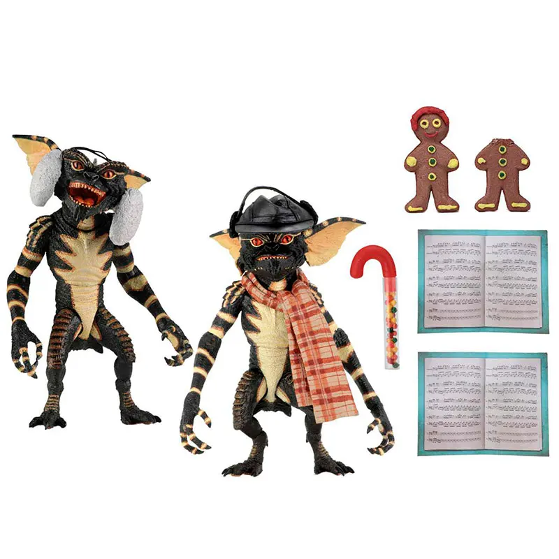 NECA Gremlins зимний костюм 2 упаковки фильм Gremlins инопланетянин набор Gremlin Greta фигурка модель игрушки оригинальная коллекция - Цвет: Черный