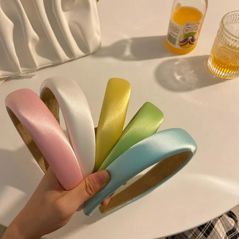 

Обруч для волос женский с широким ободом, толстая атласная повязка на голову, нескользящий обруч с губкой, модные аксессуары для волос