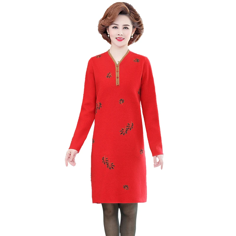 

Платье-Свитер женское осенне-зимнее свободное, среднего и пожилого возраста, 5XL, размера плюс