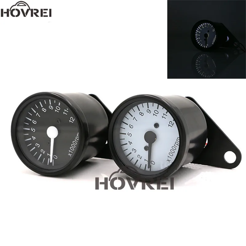 Universal 12V retro Motorcycle LED Tachometer Gauge meter Motorbike Backlight Speedometer Odometer | Instruments