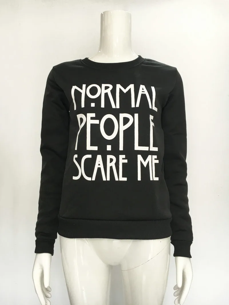 

Letter Normal people scare me Hoodies Sweatshirts 2019 Women Casual Kawaii Harajuku new Sweat Punk Clothing European Tops Korean
