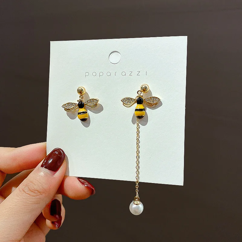 Серьги подвески женские Асимметричные с имитацией жемчуга и