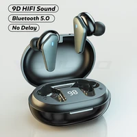 earphones bluetooth compatible led display wireless headphone hifi bass stereo sport waterproof earbuds headsets with microphone