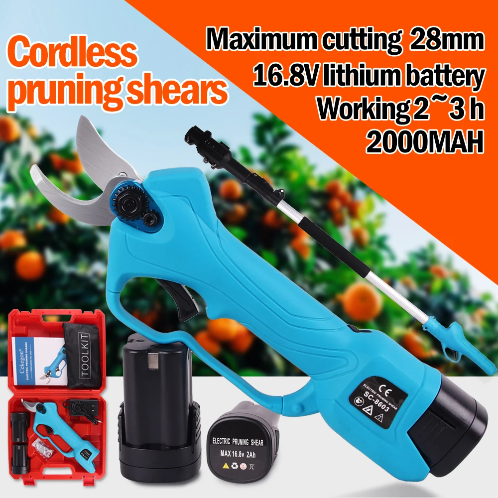 

16.8V Electric Pruning Shears With 2 battery 2.8cm Power Tools Vineyard Vines Optional Extension Rod Cordless Scissors