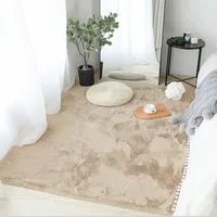 Soft Fluffy Plush Artificial Rabbit Fur Bedside Area Rug slip-resistant faux fur shower mat, shaggy thick floor mat