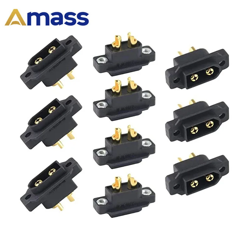 

10PCS Amass Black XT60EW-M Mountable XT60E Male Plug Connector for RC Drone Aircraft FPV RC Racing Drone