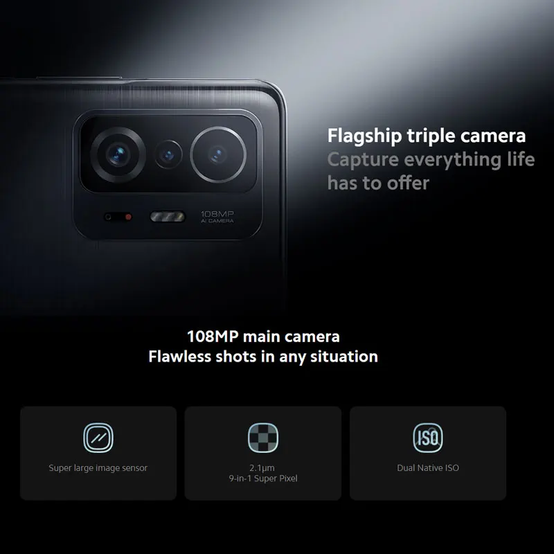 Global Version Xiaomi 11T Pro Smartphone 128G/256G Flagship Snapdragon 888 Octa Core 108MP Camera 120Hz AMOLED 120W HyperCharge