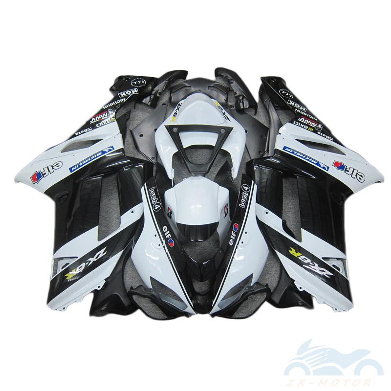 Высококачественные обтекатели для мотоциклов Kawasaki ZX6R 2007 2008 черно-белые