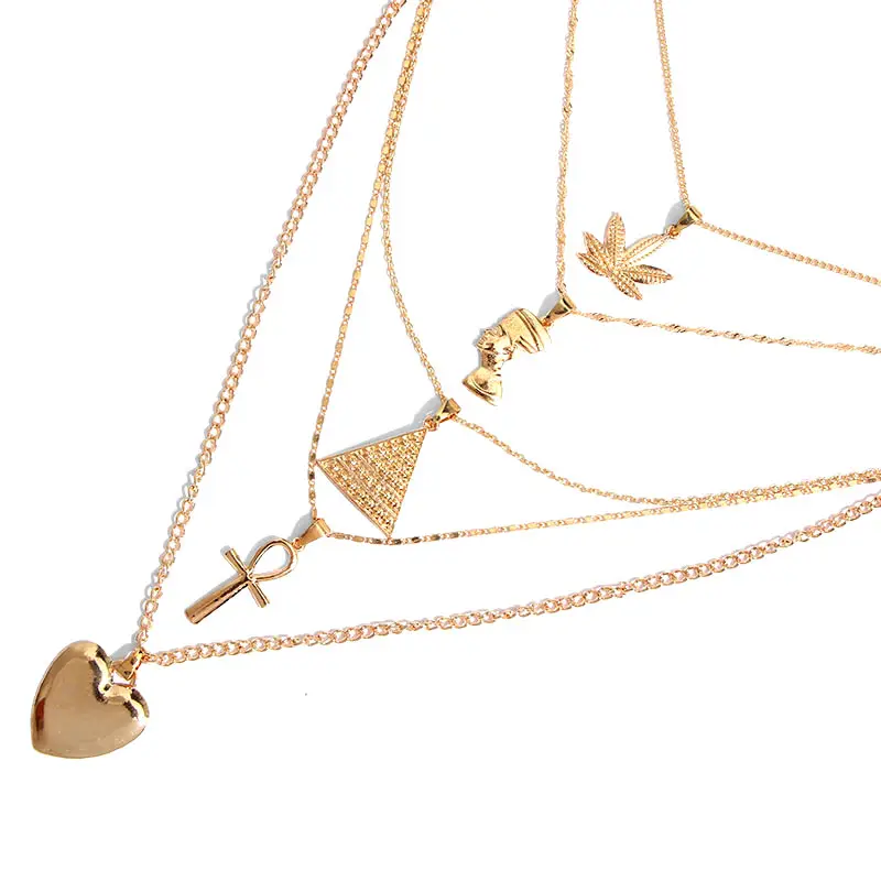 Винтажное ожерелье JJFOUCS в форме листа Креста портрета сердца пирамиды верблюда