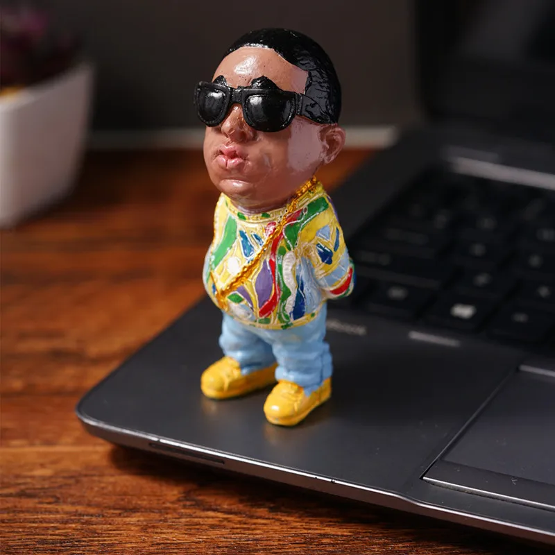 mini resin ornaments hip hop funny rapper bro figurine set for home indoor outdoor sculptures ornaments decorations party free global shipping