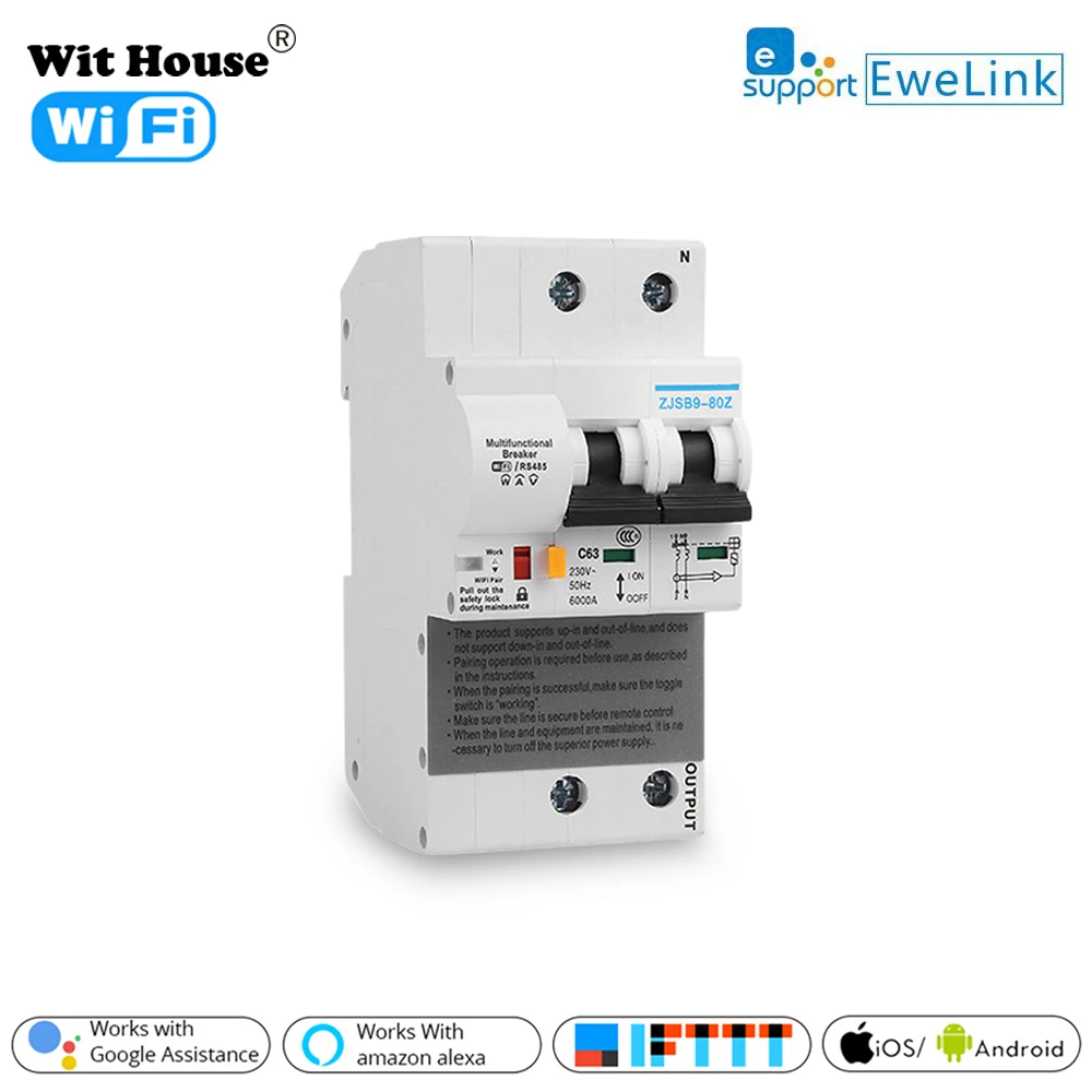 

The second generation 2P WiFi Smart Circuit Breaker with Energy monitoring and meter function for Amazon Alexa and Google home