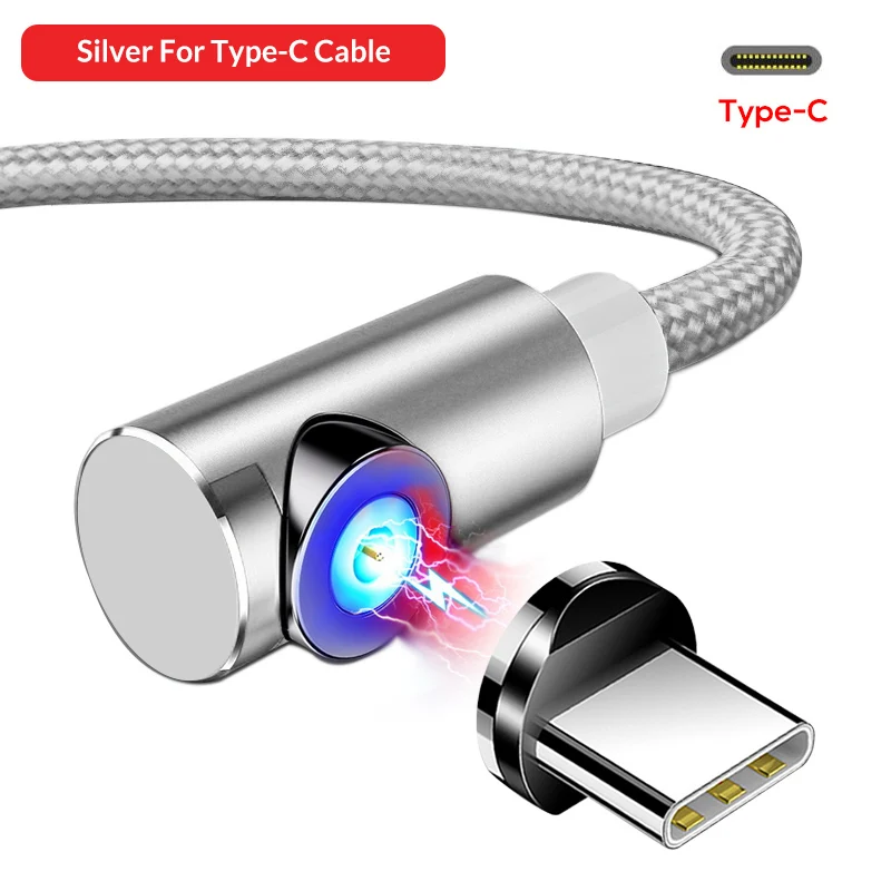 For Type C Sliver TOPK Магнитный usb кабель для зарядки Micro USB кабель для iPhone samsung huawei usb type C Магнитный зарядный кабель кабели для мобильных телефонов - Color: For Type C Sliver