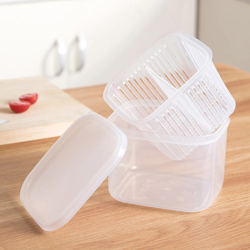 

Sealed Drain Basket Keep Vegetable Fresh Onion Ginger Garlic Storage Box Fresh-keeping Box Fridge Storage Box Kitchen Accessory