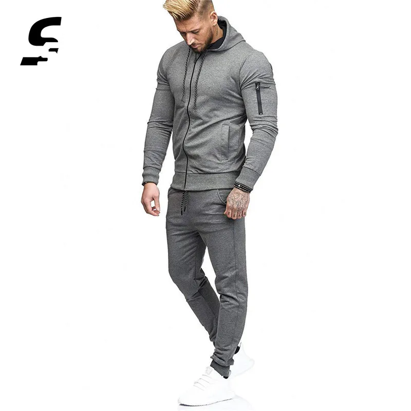 

Men's Sport Tracksuit Jogger Outfits Set Running Zipper Hooded Jacket + Outdoor Fitness Sportswear Casual Drawstring Gym Clothes