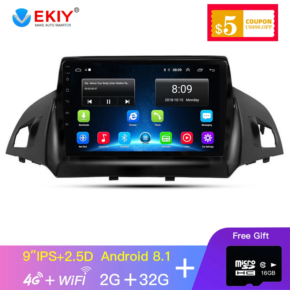EKIY 9 ''2.5D Автомобильный мультимедийный плеер не 2 Din Android автомобильный Радио для Kuga 2013- gps Навигация стерео поддержка 4G/WIFi