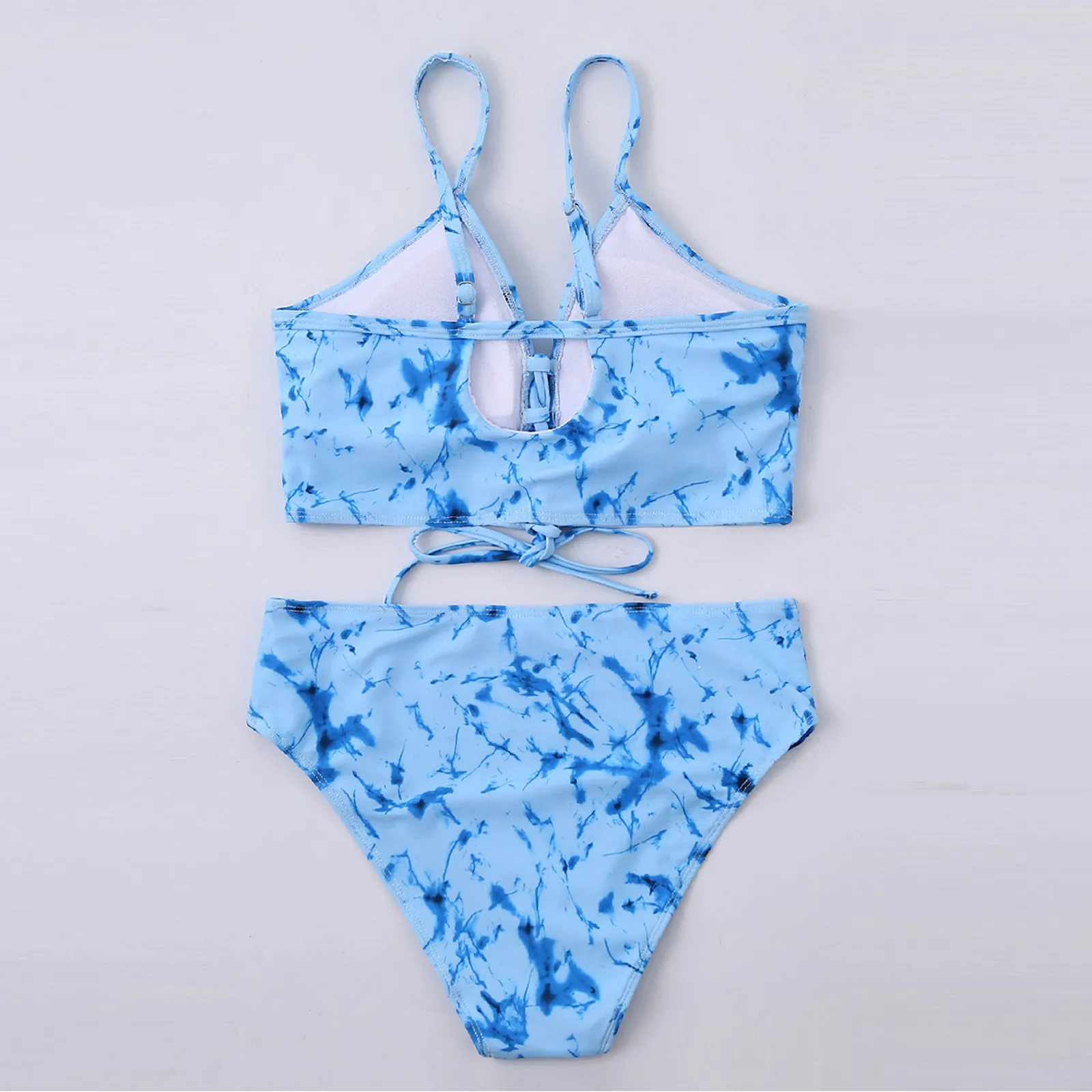 

Women Bandeau Bandage Bikini Set Push-Up Brazilian Swimwear Beachwear Swimsuit With Straps Personality Tie Dye Print Beach Wear