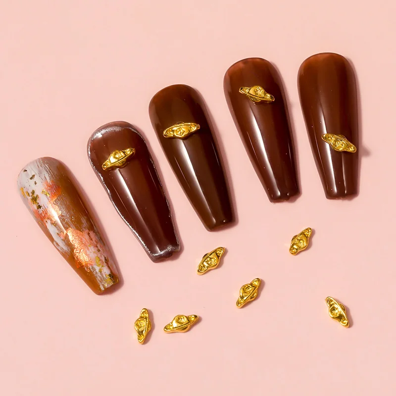 10 шт. роскошные золотые Стразы для ногтей блестящие планеты Сатурн самодельные