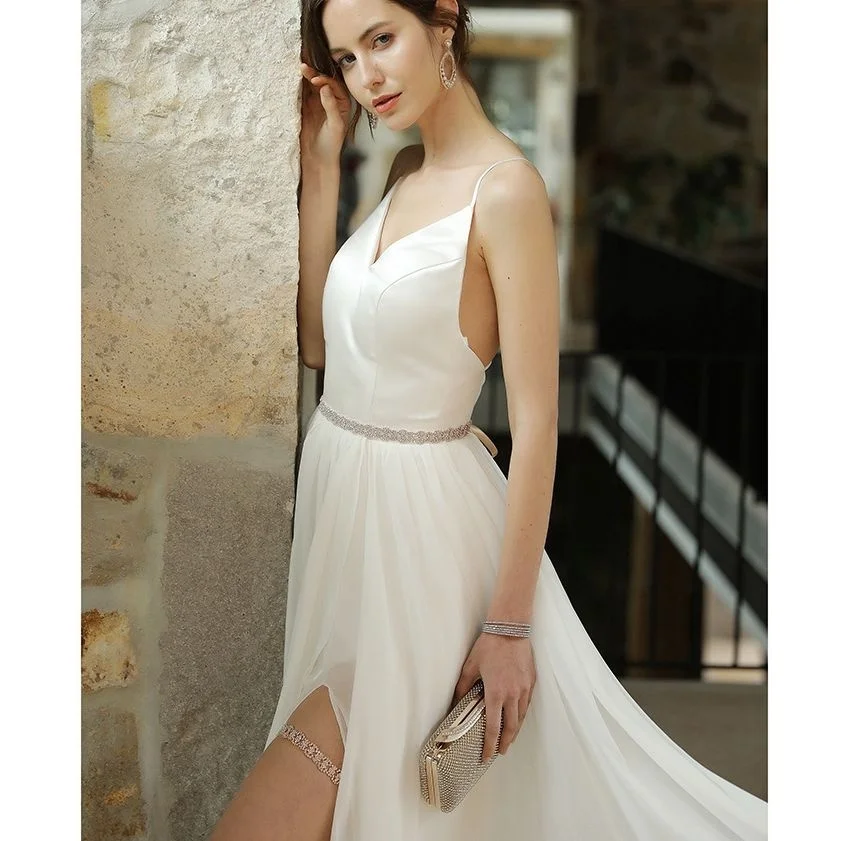 Свадебный пояс JLZXSY с кристаллами из розового золота для невесты свадебного