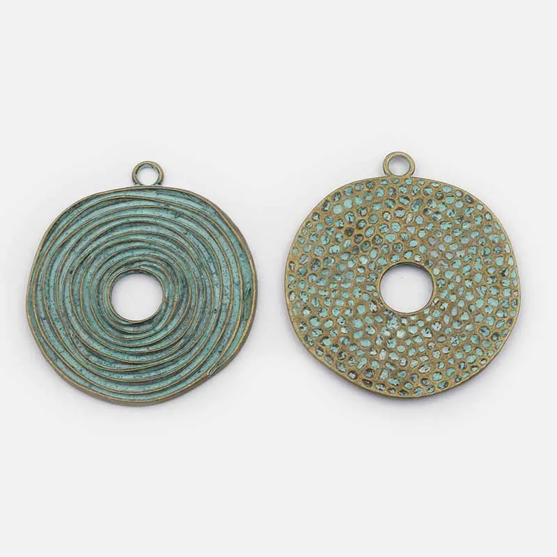Verdigris Комплект из 2 предметов Мода старинное серебро/бронза ярь-Медянка, патина водоворот спираль подвески для заявление ожерелье бижутерии, материал для изготовления - Окраска металла: Verdigris