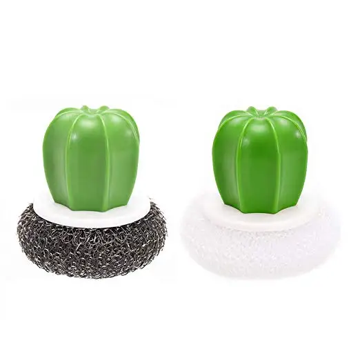 Кактус стальная губка Чистящая Щетка с ручкой кухонный очиститель инструмент