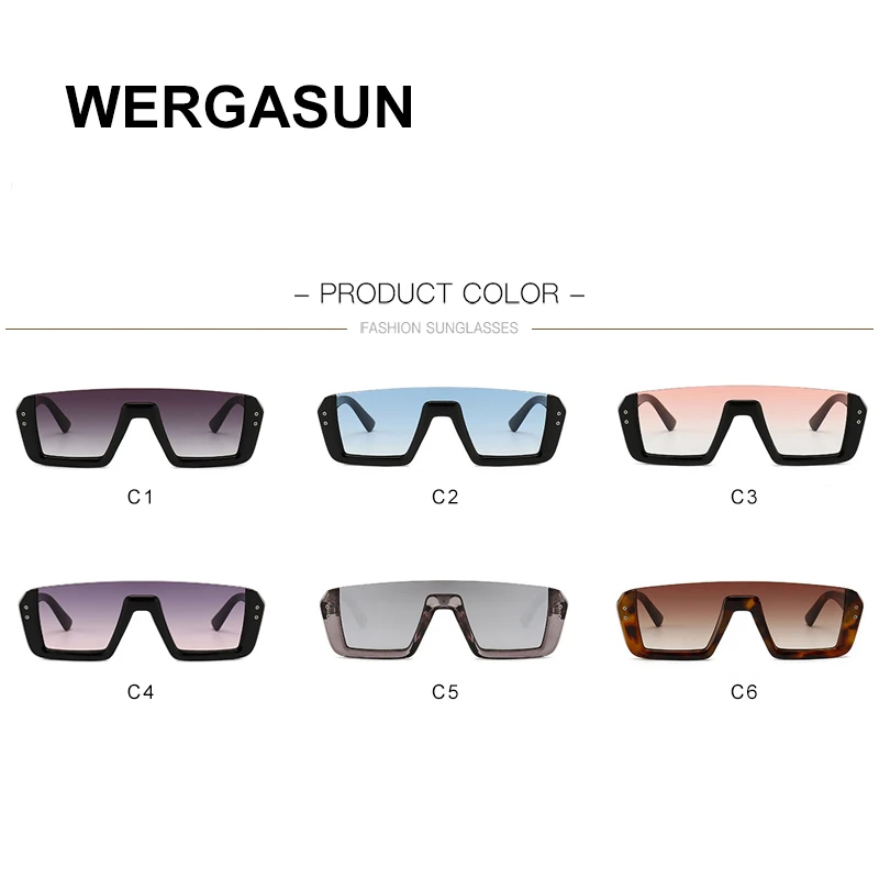 

WERGASUN Semi-Rimless Square Vintage Sunglasses Women Brand Designer Square Rivet Men Sun Glasses Oculos De Sol UV400