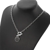 minimalist casual neck chain necklaces for women round marble pendants hiphop female fashion jewelry necklace naszyjnik