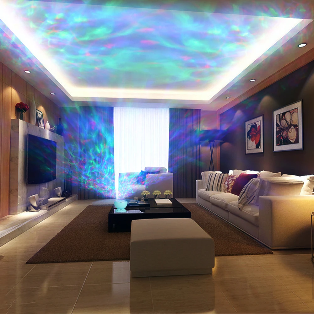 Multicolor Ocean Wave Light Smart Home Projector Nightlight with Mini Music Player for Living Room and Bedroom Novelty Baby Lamp |
