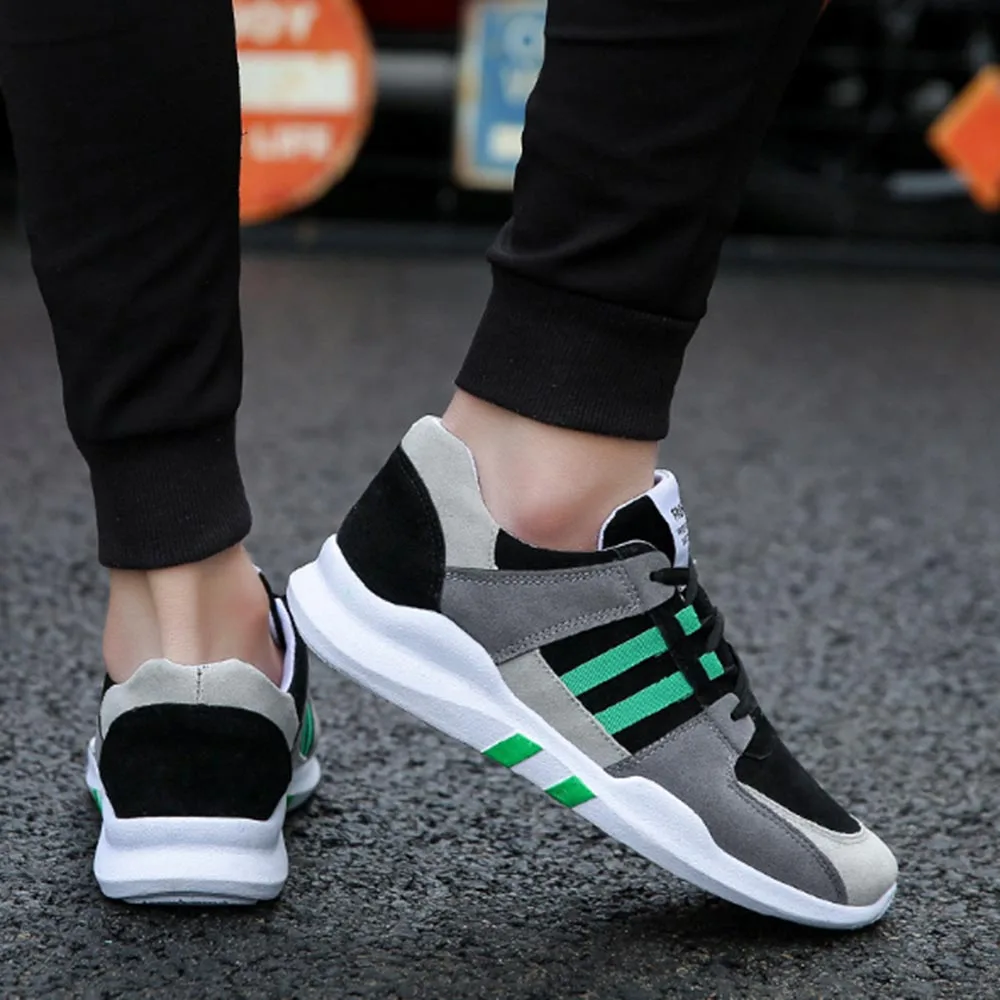 Non-Leather Casual Shoes Color Matching Stripe Mens Wild Canvas Sneaker Outdoor Hiking White Brand | Обувь