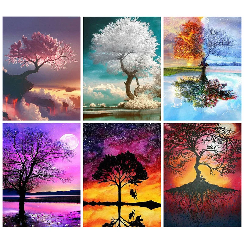 

Full Square 5D DIY Diamond Painting Sakura Tree Volcano Diamond Embroidery Landscape Cross Stitch Rhinestone Mosaic