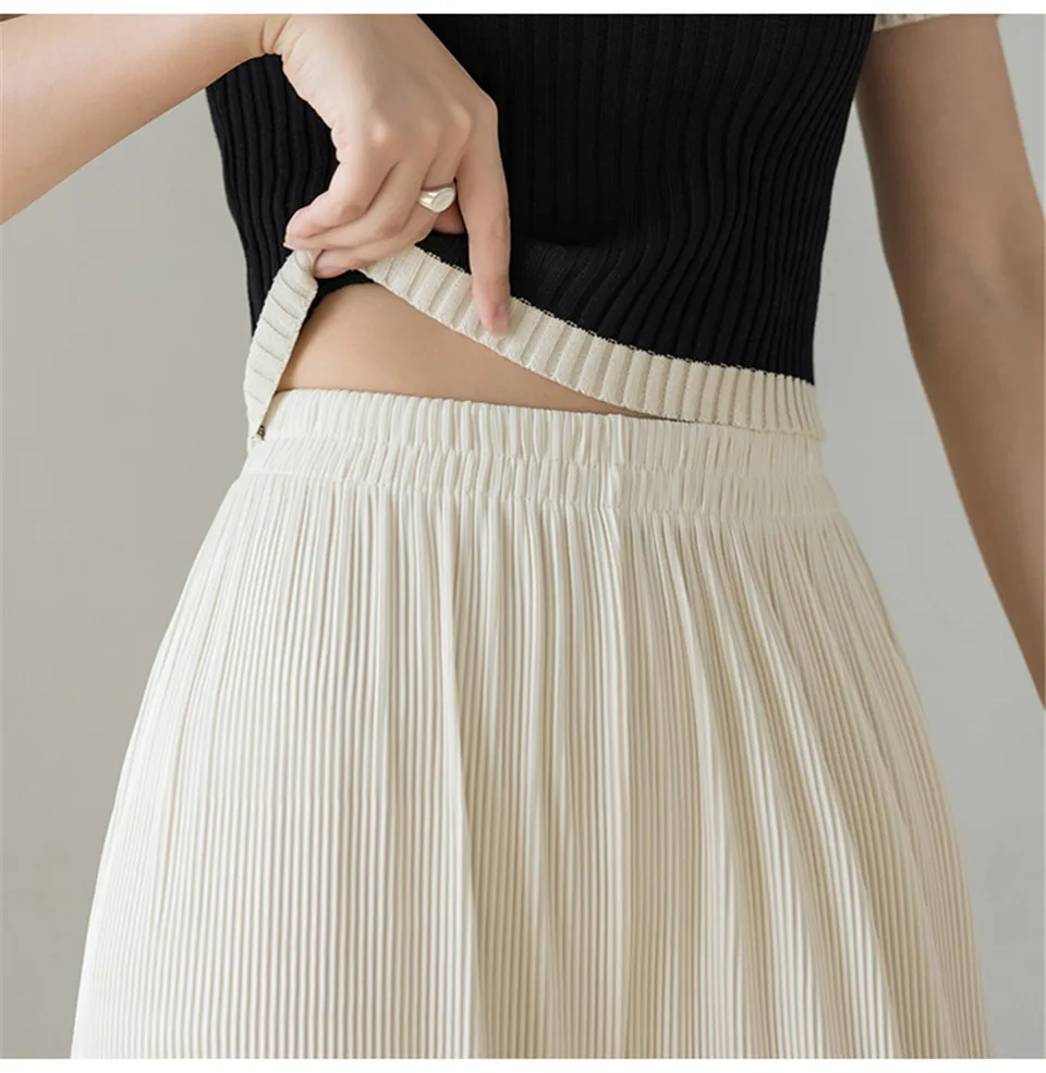 

Summer Soft Thin Ice Silk Fold Pleated Elastic-Waist Drape Pants Women Loose Casual All-match Harem Pants Trousers Mujer