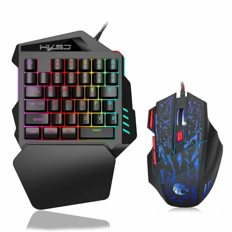 Игровая клавиатура с одной рукой набор комбо для мыши RGB светодиодный комплект