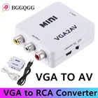 BGGQGG 1080P Mini VGA-RCA 3,5 мм AV видео конвертер адаптер с VGA 2AV  CVBS Аудио конвертер для ПК HDTV