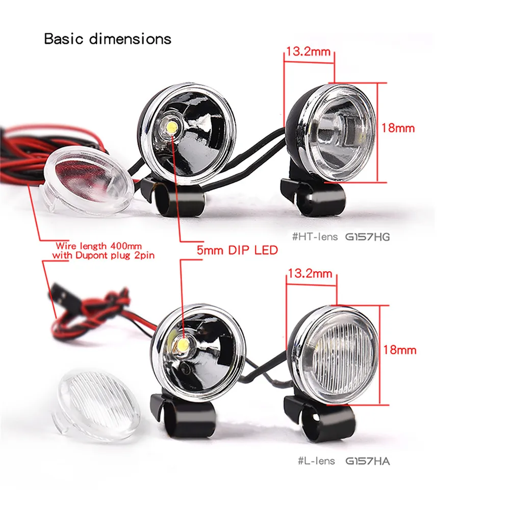 

Simulation 18mm Retro Round Spotlight Off-Road Searchlight Headlight G157H for 1/10 T4 SCX10 Model Car