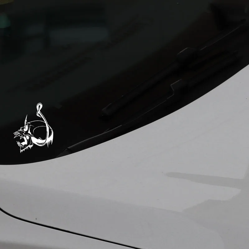 

Car Sticker Skull Fish Hook Fishing Bone Shape PVC Decal Decoration Accessories ZWW-2850, 16.3cm * 12.9cm