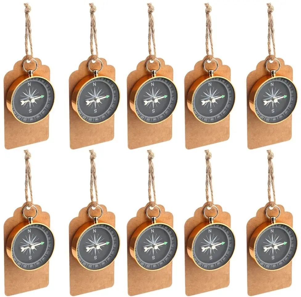 

24pcs Compass Wedding Favors for Guests Compass Souvenir Gift with Kraft Tags for Travel Themed Party Decorations Christmas