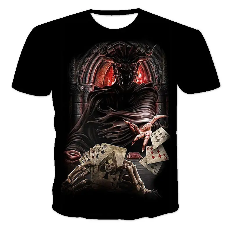 

Men'S Short-Sleeved Loose T-Shirt Playing Cards 3D Printing Round Neck Pullover And Men'S Casual Streetwear Fashion T-Shirt XXS-