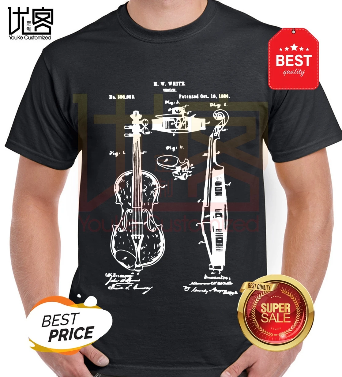 Футболка с принтом скрипки мужская и женская летняя футболка из 100% хлопка
