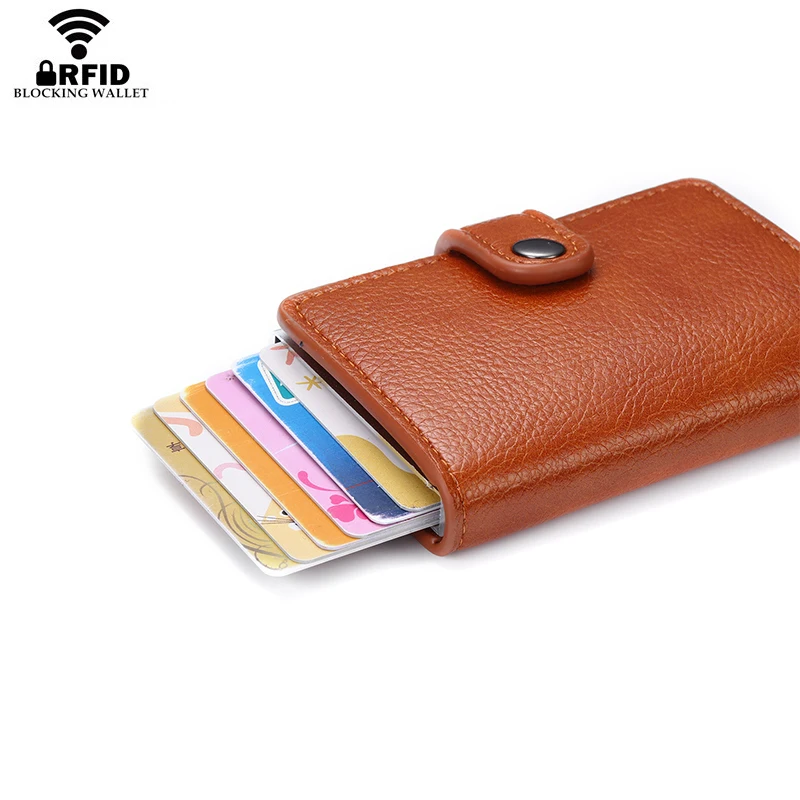 Новинка 2020 RFID блокирующая кнопка двойная защита кредитный держатель для карт