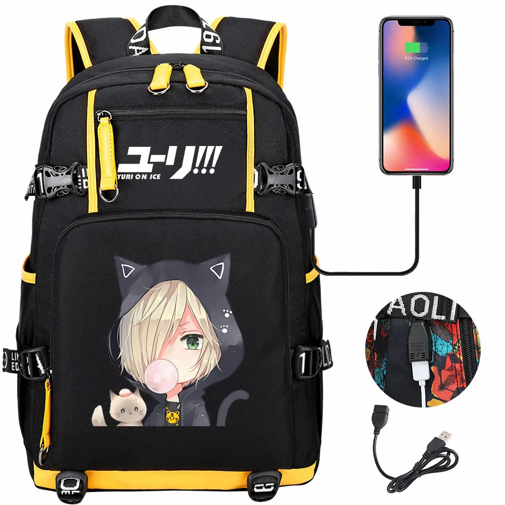 

Новые школьные ранцы Kawaii Anime Yuri On Ice для мальчиков и девочек, вместительные школьные сумки для подростков, женские и мужские дорожные рюкзаки...