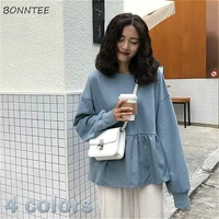 hoodies women fall lovely female thin solid leisure chic basic o neck college pullovers clothes daily ulzzang no hat sweatshirts