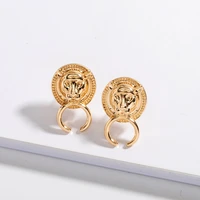 2020 vintage baroque lion head earrings for women small lion head drop dangle earrings statement women jewelry accessories