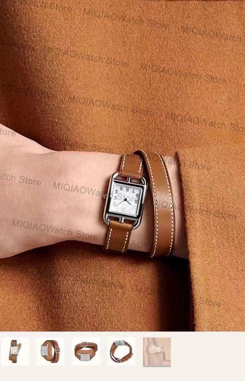 

Lady Quartz Watch White Square Dial Best Quality Stainless Steel Long Leather Best Strap Women Dress Female Wristwatches