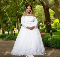 plus size off the shoulder ballgown wedding dresses lace appliques vestido de fiesta de boda black girls bridal gowns