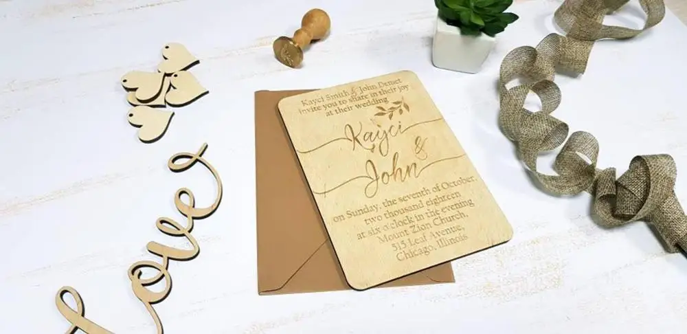 Свадебные приглашения деревянные свадебные на заказ деревенские