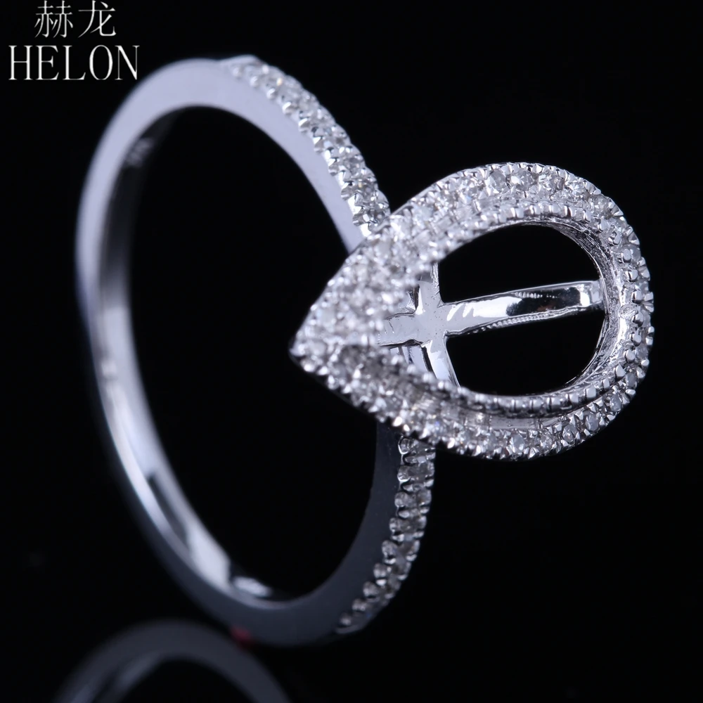 HELON 6x10 мм Груша одноцветное Белое золото 14 карат настоящие природные алмазы полу