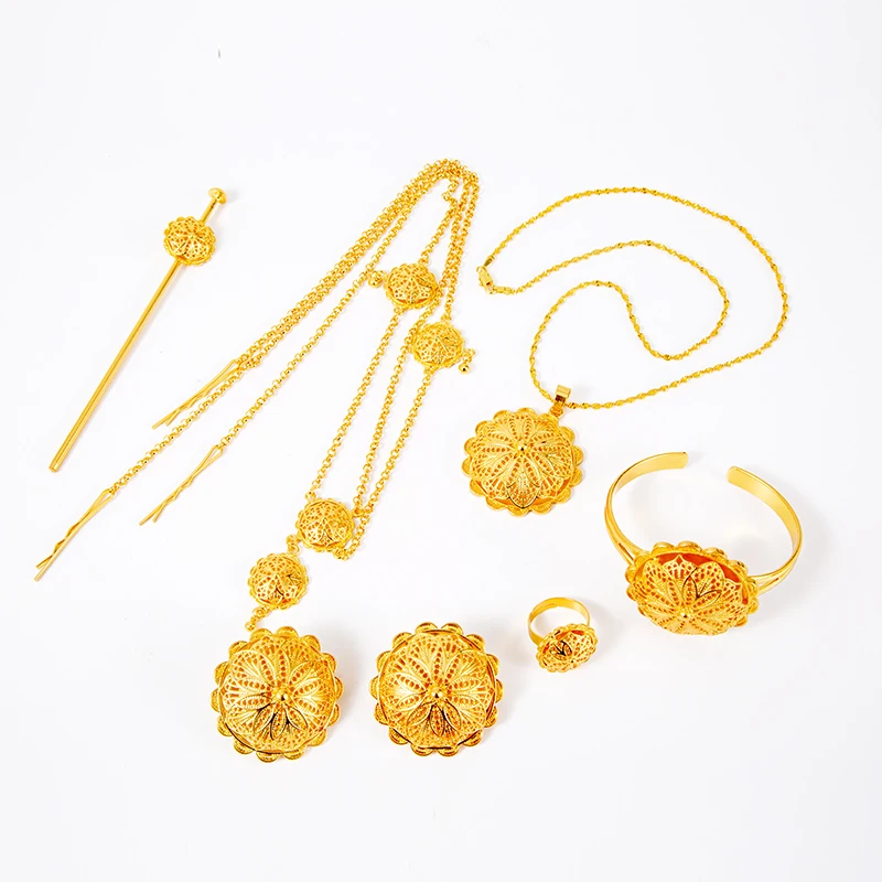 Комплект из колье и серёг с цепочкой для волос|Ювелирные наборы| |