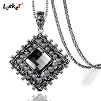leeker vintage big square stone pendant necklace for women long neck chains women statement jewelry zd1 lk2