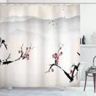 Азиатская занавеска для душа, японский природный пейзаж, Национальный Сакура, цветок на гималайских и летающих чайках, набор для декора ванной комнаты