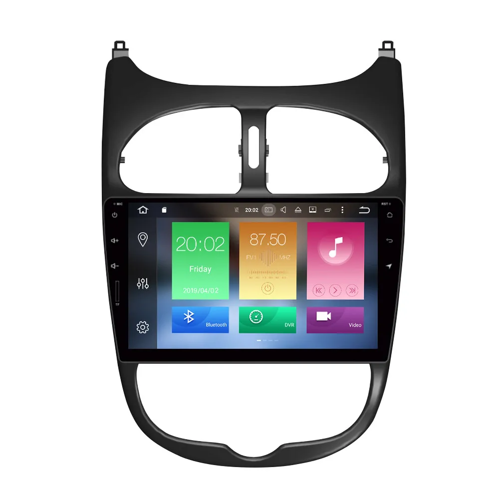 Автомобильный DVD плеер Octa Core 4G RAM Android 9 0 GPS навигация Мультимедиа Стерео для Peugeot 206